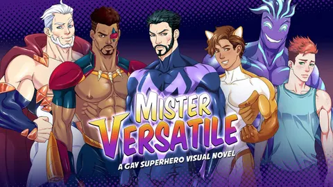 Mister Versatile: A Gay Superhero Visual Novel cover, wide